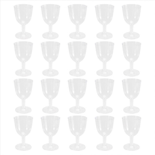 Clear Plastic Wine Glass Recyclable - Shatterproof Wine Goblet, 20Pcs