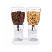 Cereal Dispenser Double White Plastic Dry Food Container Food Storage 3.5L Each