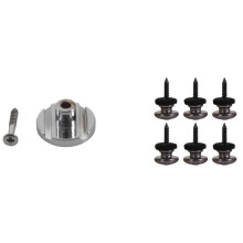 1 Pcs Jazz Bass/Precision Bass String Guide - Chrome & 6 Pcs Mushrooms Head Guitar Strap Buttons Strap Locks Chrome