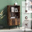 Vintage Bookshelf with 3 Shelves & 2 Doors, Solid Wood Legs 1