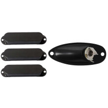 1 Set 1/4 Inch Loaded Guitar Output Mono Jack Plug Socket Plate & 1 Pcs Coil Pickup Cover Sealed Pickup Covers