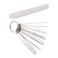 1 Set Guitar Nut Slotting Bridge Pin Hole Slot File Kit & 1 Pcs 42Mm Bone Nut for Electric Guitar Tele