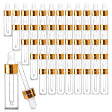 50-pack 2 ml genomskinliga glasdropperflaskor, mini-provdropperflaskor för eteriska oljor, parfymprodukter