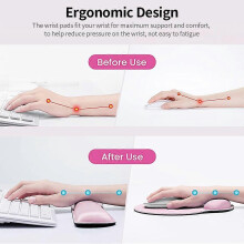 Ergonomiczna podkładka pod mysz, klawiaturę i nadgarstek z pianki memory foam z materiałem Lycra, antypoślizgowa