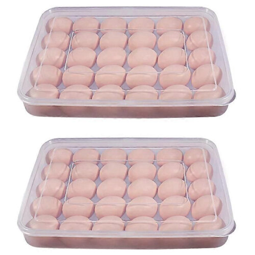 Egg Container, Refrigerator Deviled Egg Tray Carrier with Lid compatible for 60 Eggs - Plastic Fridge Stackable Portable 2 Pack