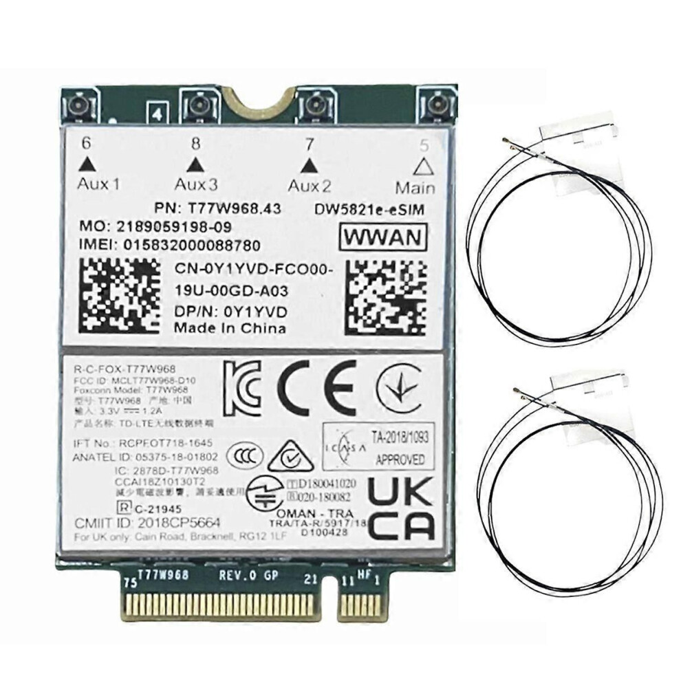 T77w968 Dw5821e E-Sim 4G Lte Module Cat16 1Gbps Fdd-Lte Tdd-Lte 4G Card Module+4X Antenna For 5420 9319739789157