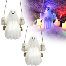 White Ghost Swing Statue Outdoor Halloween Decor Resin 1pc