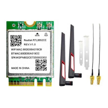 WiFi 6E RTL8852CE M.2 Network Card with 10DB Antenna Wireless BT5.3 802.11AX Adapter 5374M 2.4/5/6GHz for Windows 10/11