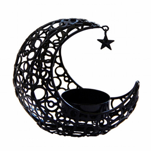 Moon-Shaped Iron Candle Holder 10.5x9.8cm 1