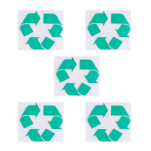 Recycling Stickers 5 Pcs, Self-Adhesive Trash Can Decals, Green Square Recycle Labels 12.7x12.7cm for Sorting Items