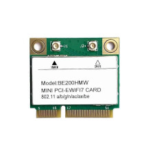 WiFi 7 Mini PCI-E WiFi Card BE200HMW 8774Mbps 2.4G/5G/6Ghz Bluetooth 5.4 802.11BE Network Adapter for Laptop Wit Antenna