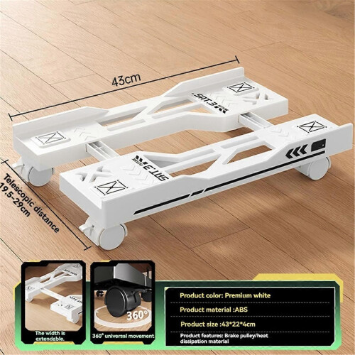 Computer Host Bracket Mobile PC Holder Computer Tower Stand White 1