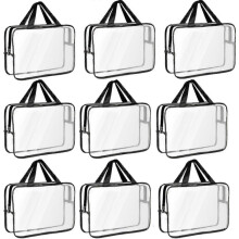 9 Packs Toy Storage Bags with Labels, Large PVC Reusable Board Game Storage Containers Clear Zipper Pouches