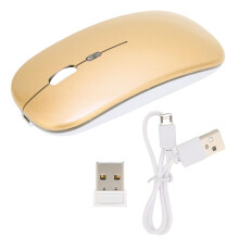 2.4GHz Wireless LED Mouse, Adjustable DPI, USB Charging, Anti-Fingerprint, Silent, for Laptop, Gold
