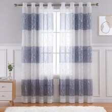 Gray semi-sheer curtains 52x63 inch with silver tree branch