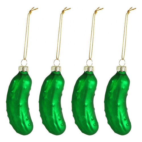 4-Pack Hand-Blown Glass Cucumber Ornaments