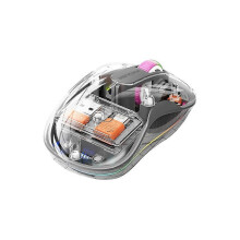 FMOUSE Wireless Bluetooth Mouse Transparent Magnetic Rechargeable Mouse Three Mode Silent Led Lamp Mouse for Laptop PC Grey