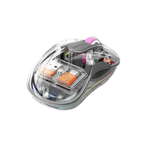 FMOUSE Wireless Bluetooth Mouse Transparent Magnetic Rechargeable Mouse Three Mode Silent Led Lamp Mouse for Laptop PC Grey