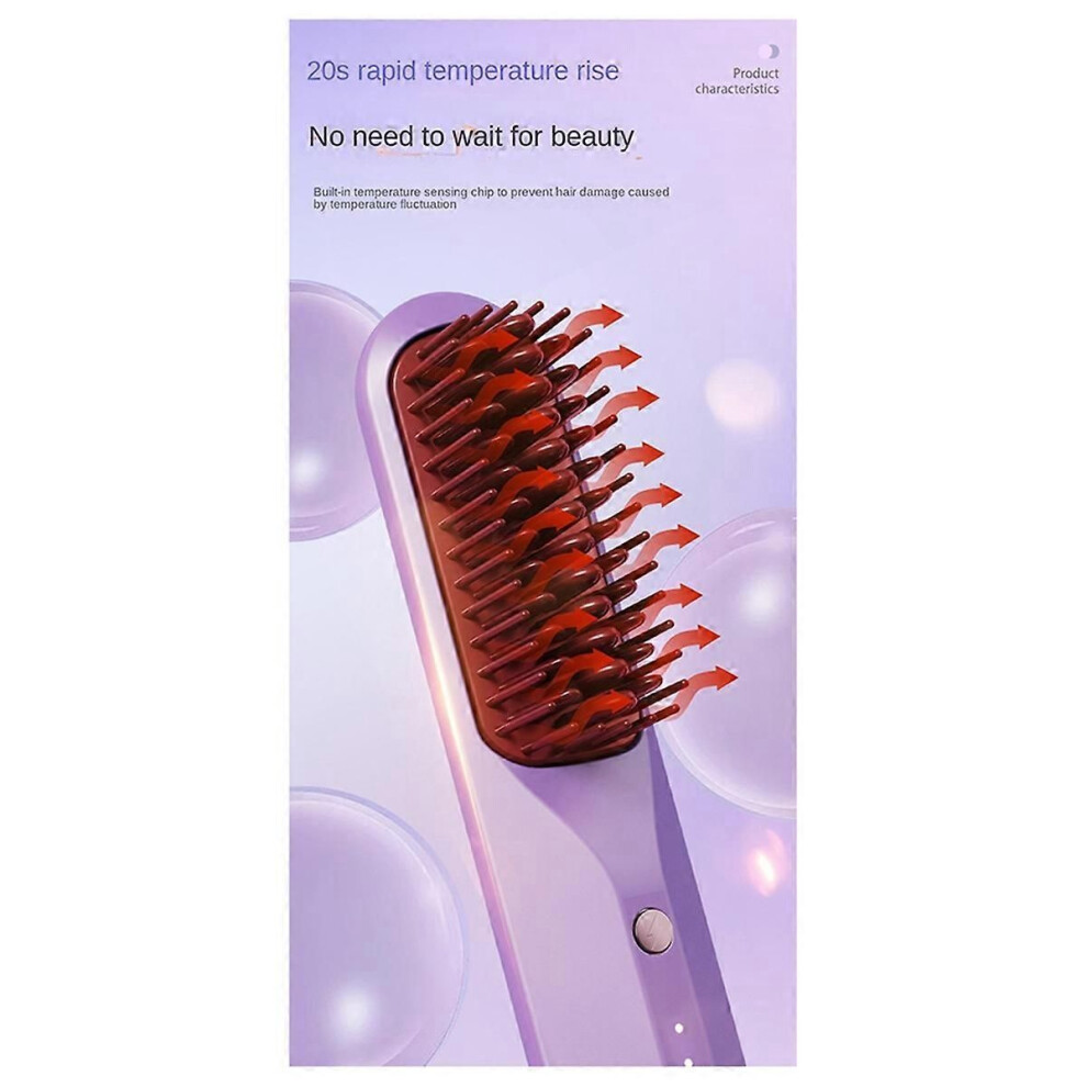 Rechargeable Hot Comb Cordless Hair Brush Straightener C