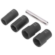 Kit estrattore di dadi da 5 pezzi, 17-22 mm, 0,67-0,87 in, Nero