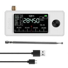 Portable Mini Radio Supports 0.5-108MHz LSB/USB/AM/FM Full Band with Antenna Signal Receiver HF/SW/MW/VHF Band White