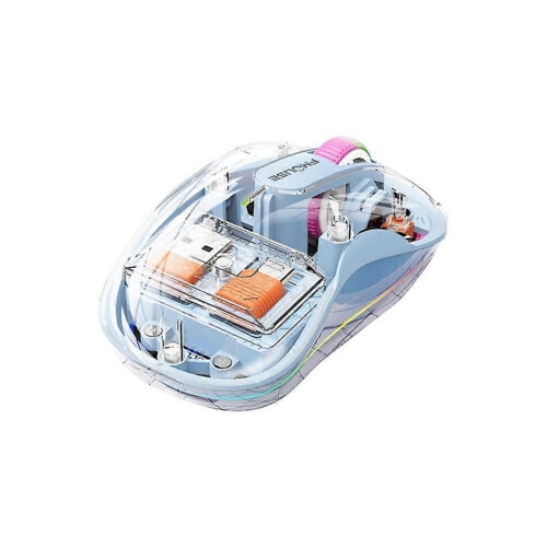 FMOUSE Wireless Bluetooth Mouse Transparent Magnetic Rechargeable Mouse Three Mode Silent Led Lamp Mouse for Laptop PC Blue