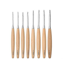 8Pcs Wood Crochet Hooks 3.0mm-6.5mm, Ergonomic Handle Crochet Hooks Set