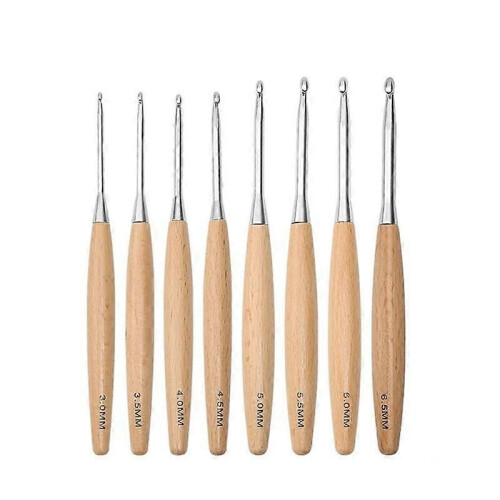 8 τεμάχια ξύλινα βελονάκια 3.0mm-6.5mm, σετ βελονάκια με εργονομική λαβή