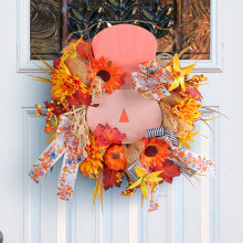 Wooden Pumpkin Wreath for Thanksgiving & Autumn