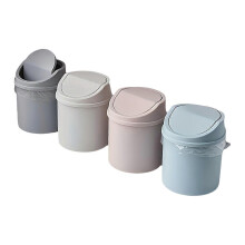 4pc Space-Saving Mini Desktop Trash Can with Lid - Cylindrical Tabletop Waste Bin, Easy to Clean Scr