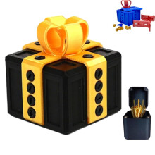Prank Gift Box Funny 3D Printed Middle Finger Ornament Black Gold for Halloween and Christmas