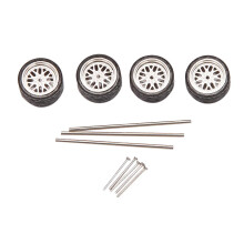 4Pcs 1/64 Scale Steamer Alloy Wheels Tire Alloy Model Car General Modified Tire for 1:64 Vehicles G