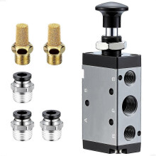 Pneumatic Air Hand Lever Valve, 5 Way 2 Position 1/4inch NPT Solenoid Valve Manual Control Direct Driving Type 4R210-08