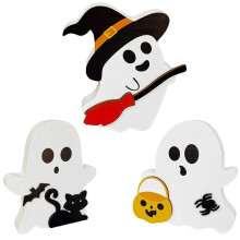 Wunderschöne Halloween-Geisterdekorationen, skurrile Dekoartikel mit Fledermaus- und Hexenbesen-Logo,