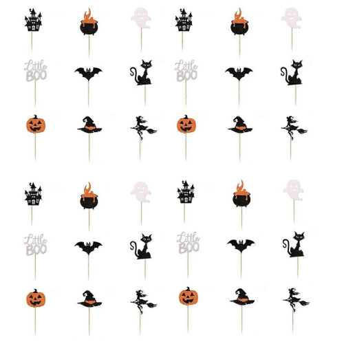 Πακέτο 36 διακοσμητικών με γκλίτερ για cupcakes Halloween, διακοσμ