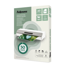 Fellowes A3 Laminierfolien – 100 Stück, 75/80 Mikron, Matt – 50% Recyclinganteil, perfekte Laminierhüllen für Dokumente, Unterricht &