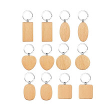 Wooden Key Ring Blank Wooden Key Chain DIY Wood Key Ring for Decorations Gifts Pyrography Design
