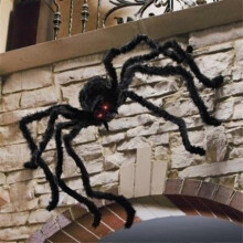 90 cm große schwarze Spinne – Halloween-Dekoration für Spukhäuser, drinnen und draußen, Riesen-Dekoration