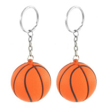 2 portachiavi antistress a forma di pallone da basket arancione e nero