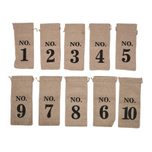 10 sacchetti regalo in juta per vino, 35,5 x 16 cm, con numerazione e coulisse, adatti per degustazioni