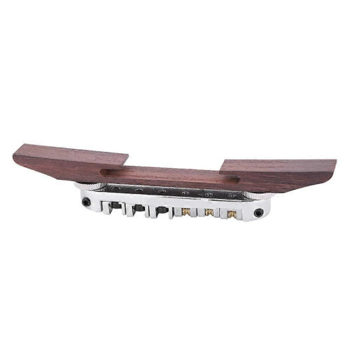 Rosewood Base Bridge with Roller for 6 String LP SG Jazz Guitar(Silver) 1