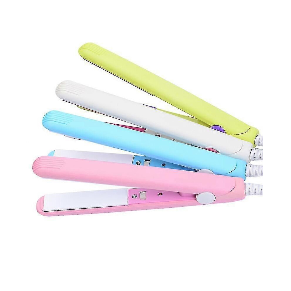 Portable Mini Hair Straightener Flat Iron Ceramic Tourmaline Dual Voltage with Travel Pouch