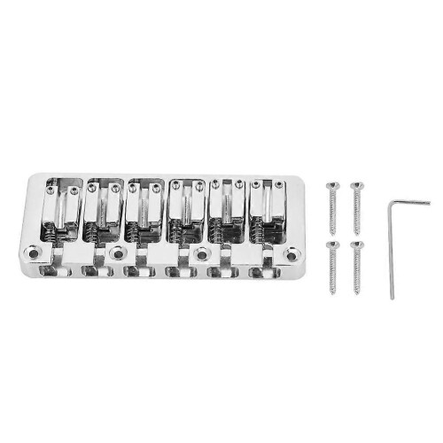 1 PC 6 String Bass Fixed Hardtail Bridge with Adjustable Saddle Chrome 1