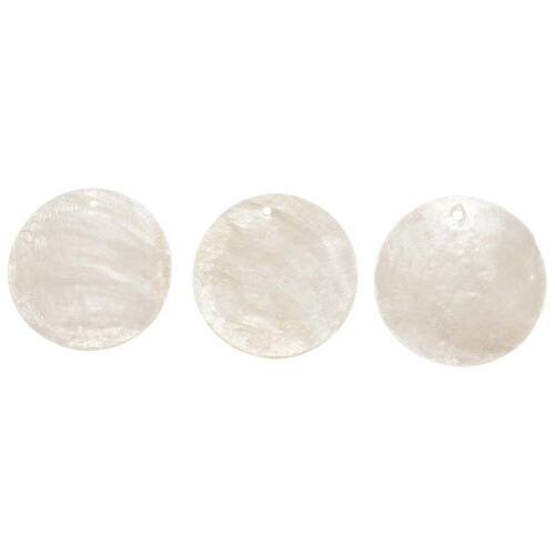 Χάντρες πλάκας 100X Nacre Pearl Shell Στρογγυλό 35mm Λευκό