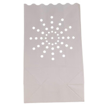 200 Stück weiße Lichtertüten, Kerzentüten mit Flammenmotiv, Lichtertüten im Sonnendesign, geeignet für