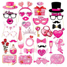 Pack of 35 Valentine'S Day Photo Booth Props Decorations with Kiss Signs for Romantic Celebrations