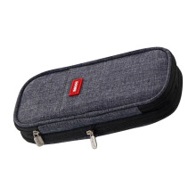 Pencil Bag Gray Large Capacity Metal Zipper Canvas Mesh Pocket Large Pencil Case for Students School Office Student Pencil Bag