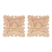 2x Vintage Unpainted Wood Geschnitzte Eckapplikationsrahmen Hintergrund Heimmöbel Wandschrank
