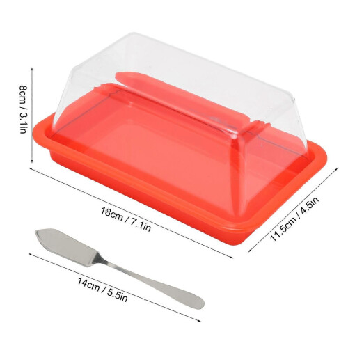 Square Plastic Butter Storage Box Butter Cutter Cheese Container with Clear Lid Red 2
