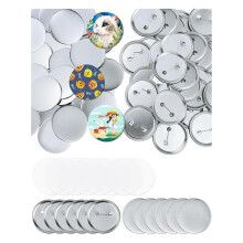 Kit de 150 botones en blanco de 2,28 pulgadas (58 mm), compatible con pines personalizados, incluye